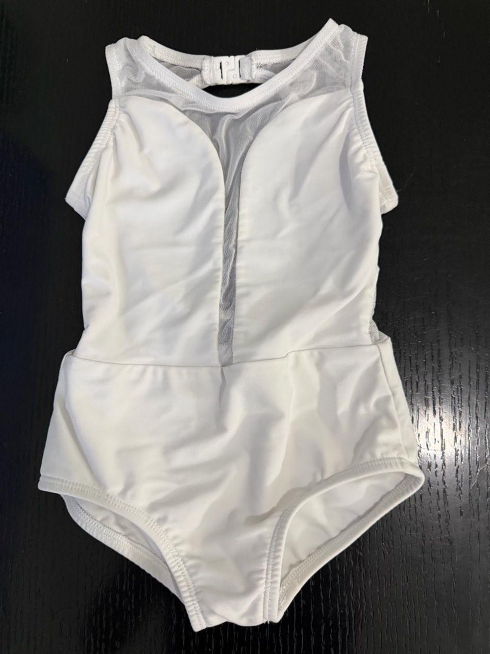 Kids White Mesh-Accent One-Piece Swimsuit